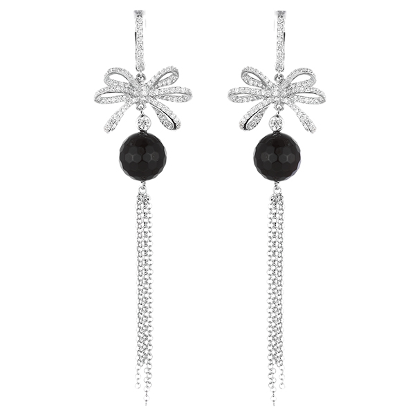 Серьги из серебра с ониксом 2260004019701 Серьги (Ag 925)