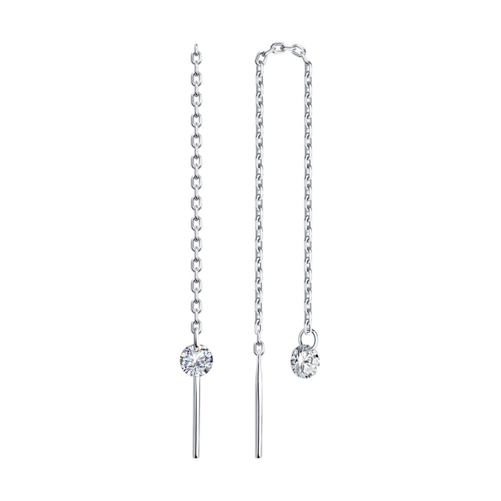 Серьги из серебра с фианитами  94025760 Серьги (Ag 925)