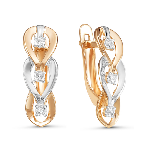 Серьги из золота с фианитами 125734 Серьги (Au 585)