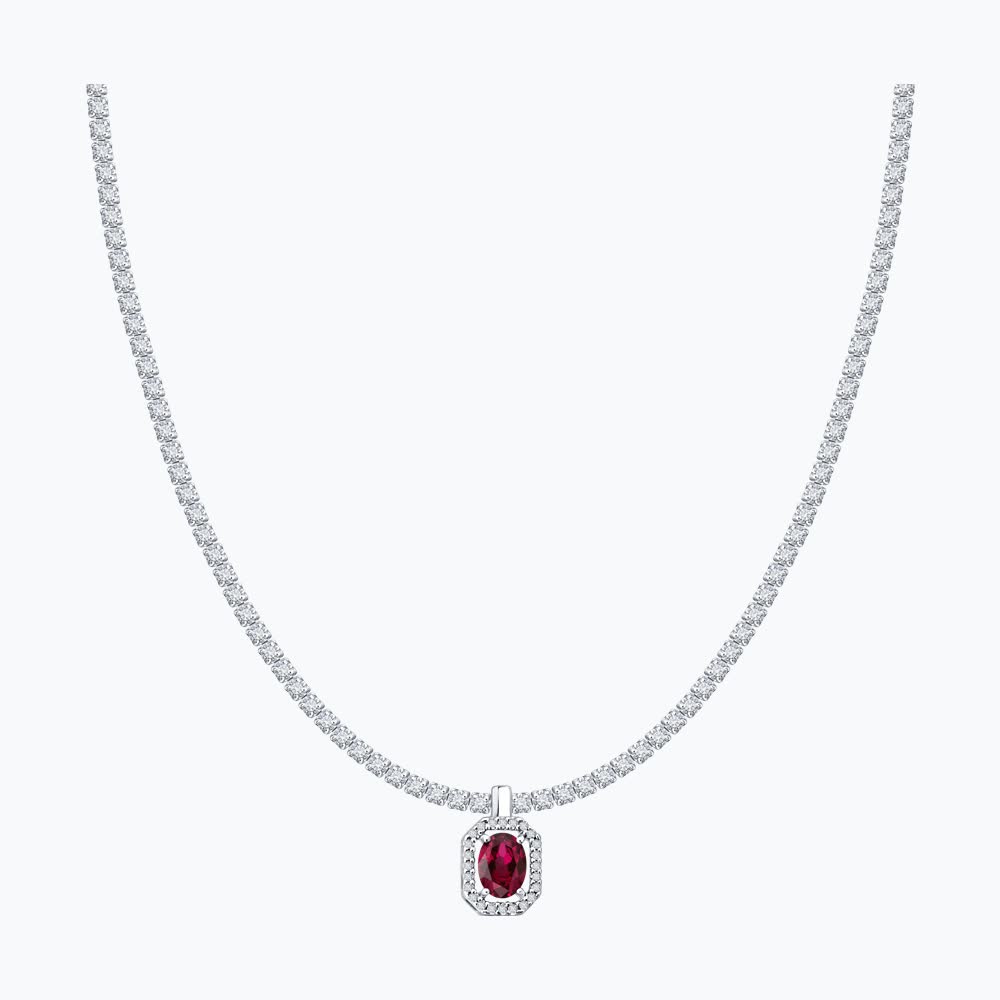 Колье из серебра с рубином и фианитами 64070002 Колье (Ag 925)