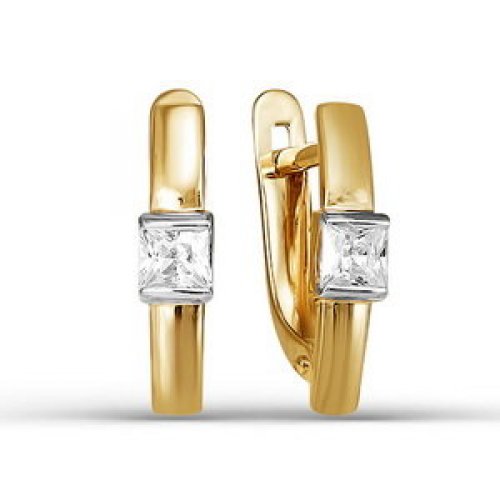 Серьги из золота с фианитами 124289 Серьги (Au 585)