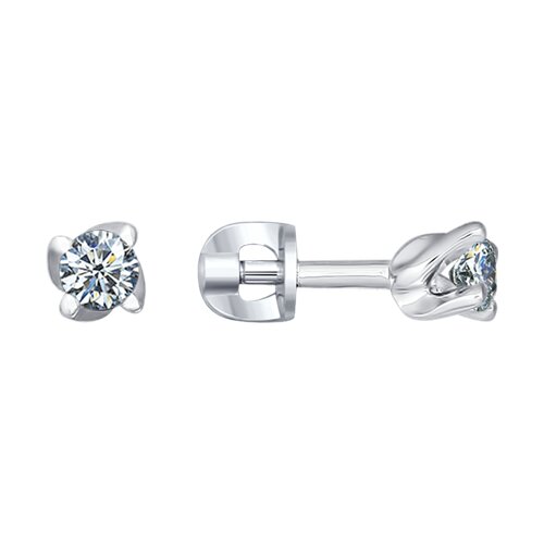 Серьги пусеты из серебра с фианитами 94021469 Серьги (Ag 925)