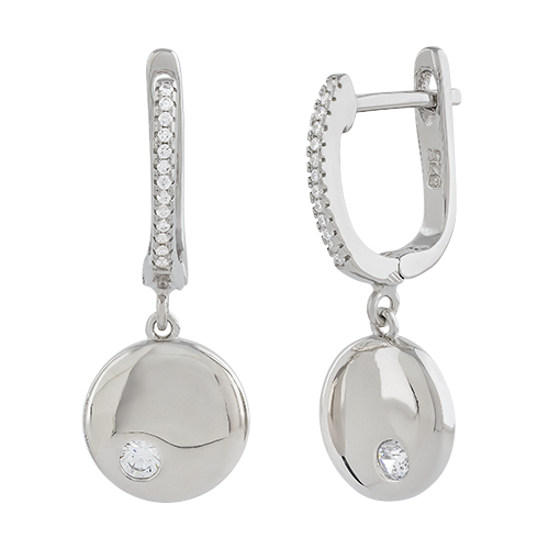 Серьги длинные из серебра с кубическим цирконием B14858-E Серьги (Ag 925)