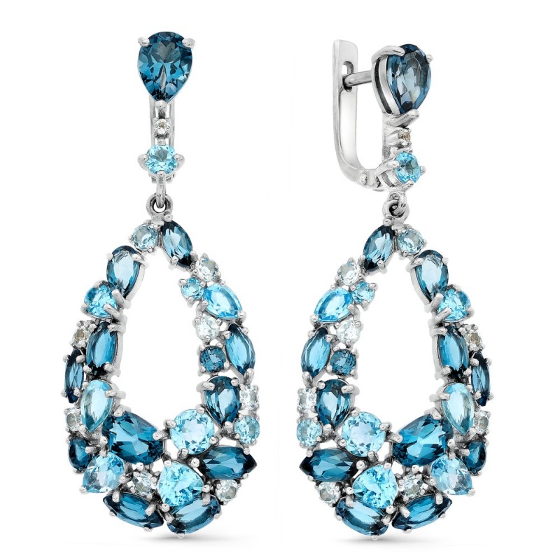 Серьги из белого золота с топазами С220-947М5 Серьги (Au 585)