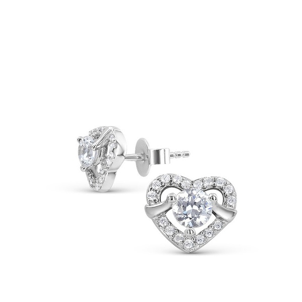 Серьги пусеты из серебра с фианитами 56374 Серьги (Ag 925)