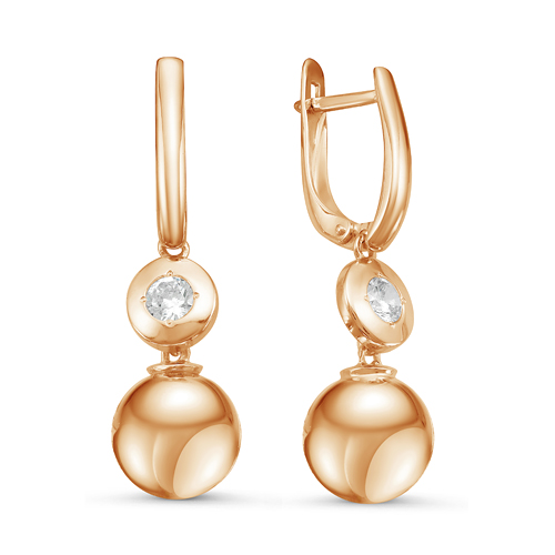 Серьги из золота с фианитами 126889 Серьги (Au 585)