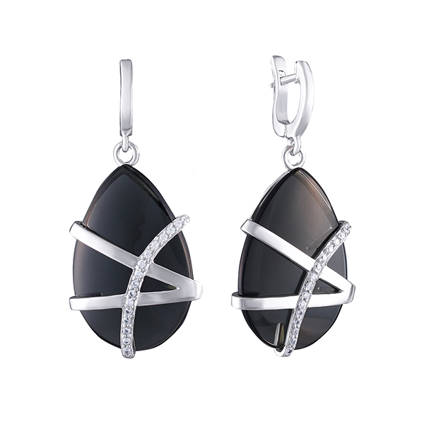 Серьги из серебра с ювелирным стеклом 0790012014504 Серьги (Ag 925)
