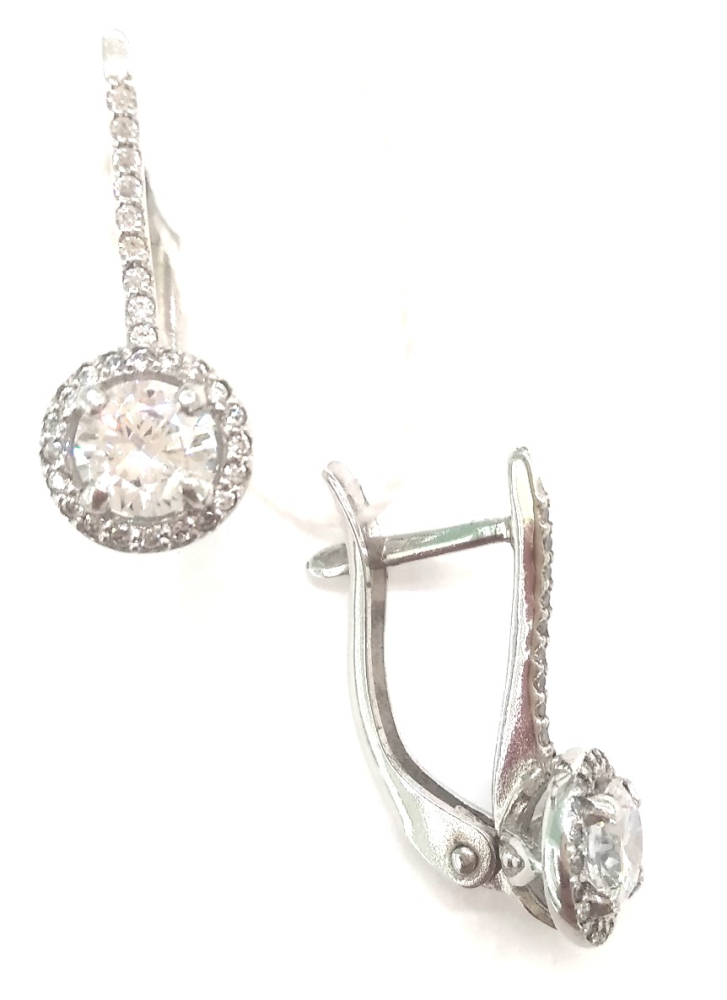 Серьги из серебра c фианитами 341922 Серьги (Ag 925)