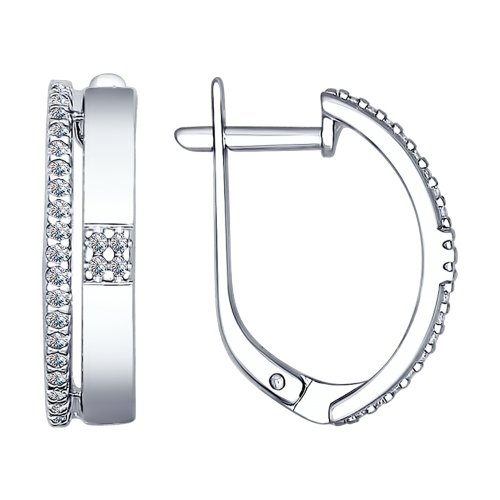 Серьги из серебра c фианитами 94022368 Серьги (Ag 925)