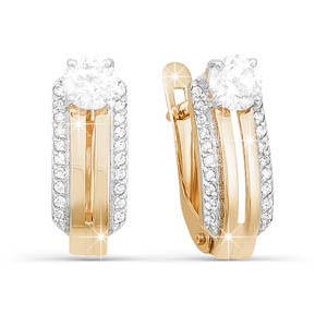 Серьги из золота с фианитами 121398 Серьги (Au 585)
