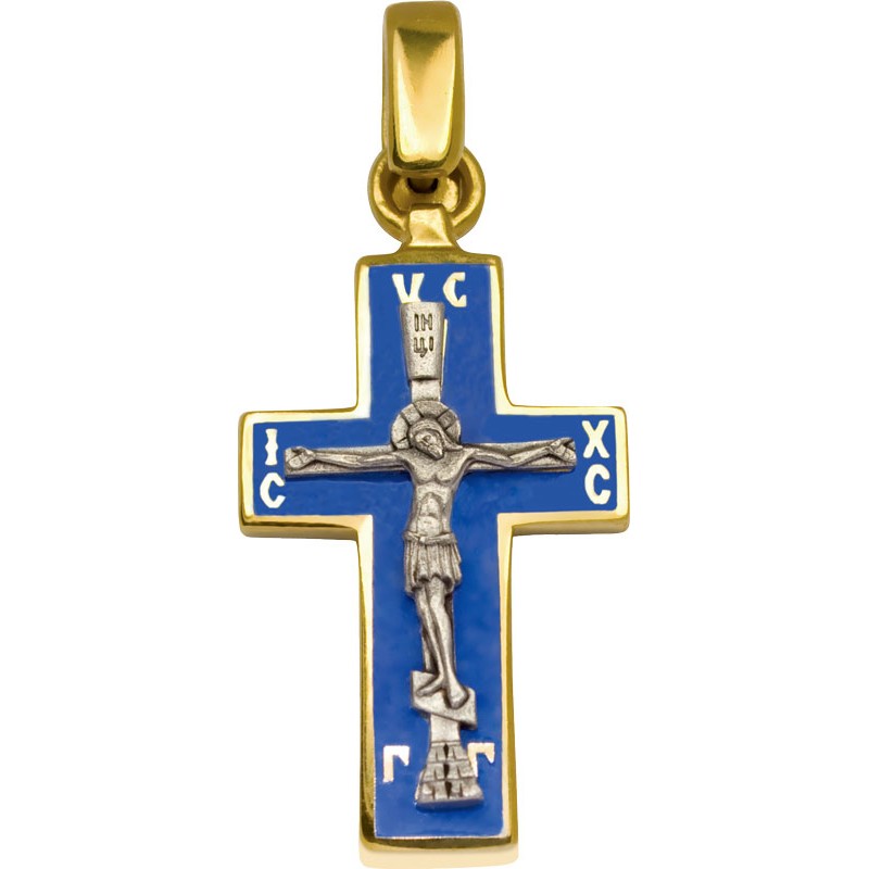 Крест из серебра с эмалью 100682 Крест (Ag 925)