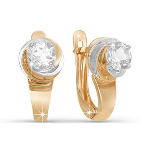 Серьги из золота с фианитами 122360 Серьги (Au 585)