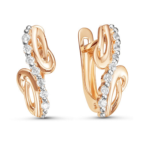 Серьги из золота с фианитами 124857 Серьги (Au 585)