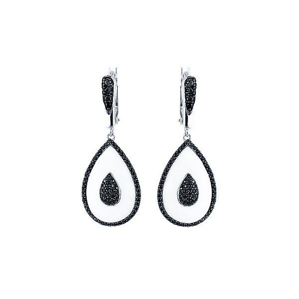 Серьги из серебра с фарфором 3670004020702 Серьги (Ag 925)