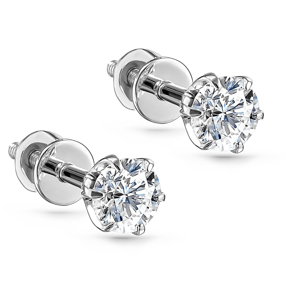 Серьги пусеты из белого золота c бриллиантами Серьги 599-21001