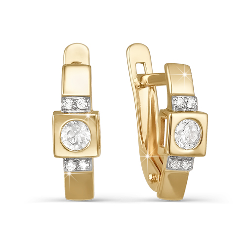 Серьги из золота с фианитами 122956 Серьги (Au 585)