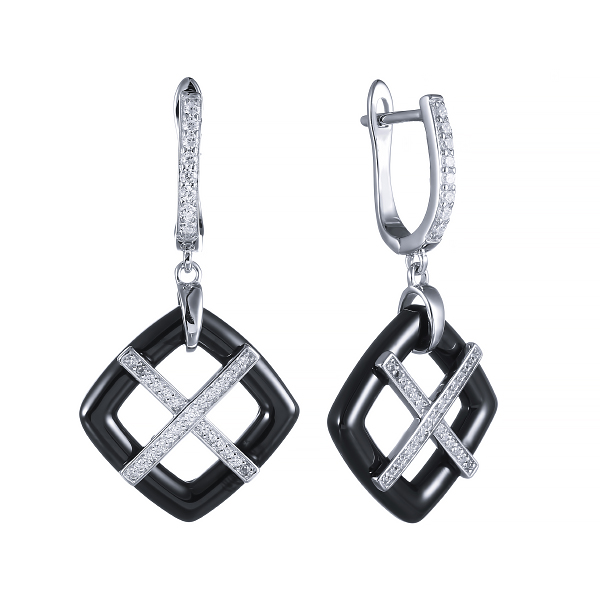 Серьги из серебра с керамикой 2120001057104 Серьги (Ag 925)