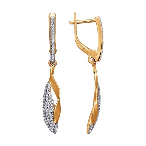 Серьги из золота с фианитами длинные 026114 Серьги (Au 585)