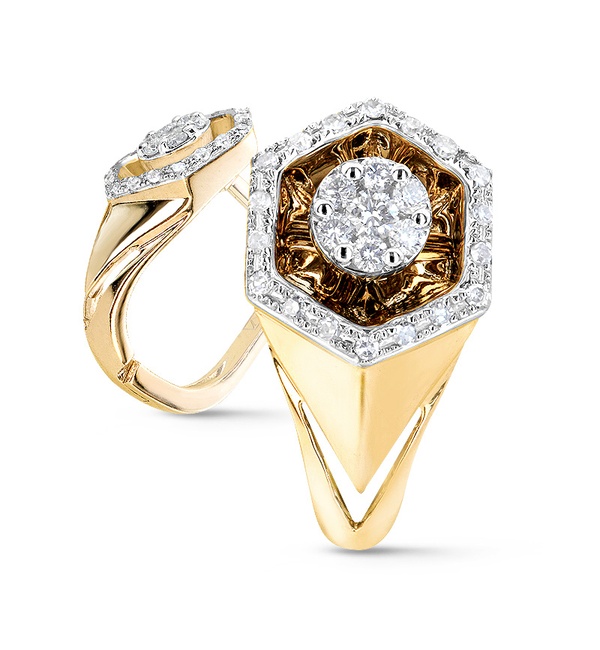 Серьги из желтого золота с бриллиантами 54068 Серьги (Au 585)