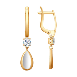 Серьги из золота с фианитами длинные 027856 Серьги (Au 585)