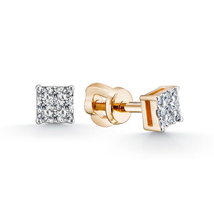 Серьги пусеты из золота с бриллиантами 5009-210 Серьги (Au 585)
