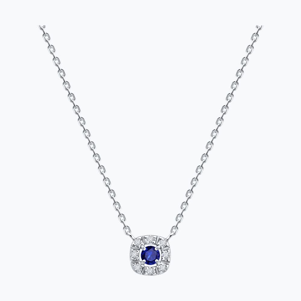 Колье из серебра с сапфиром и фианитами 62070000 Колье (Ag 925)