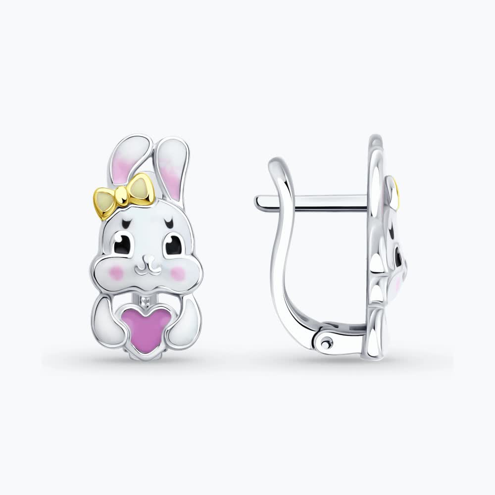 Серьги из серебра с эмалью детские 94027107 Серьги (Ag 925)