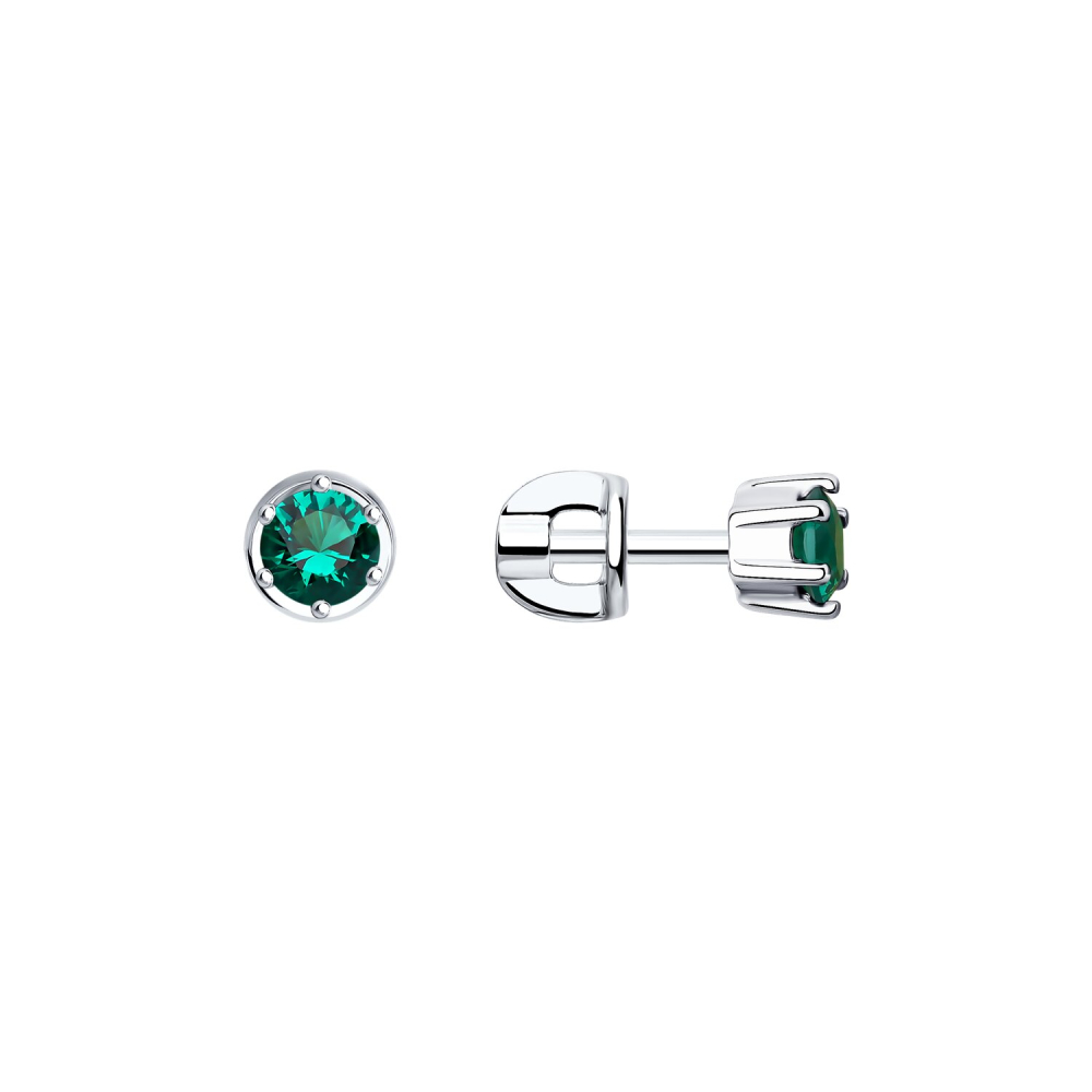 Серьги пусеты из серебра с фианитами 94021722 Серьги (Ag 925)