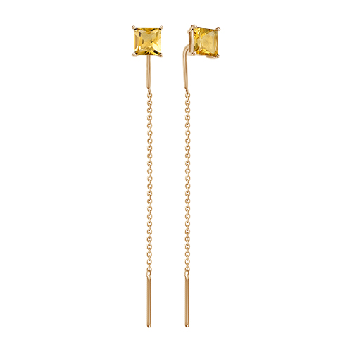 Серьги из золота с цитринами С120-7158Ц Серьги продевки (Au 585)