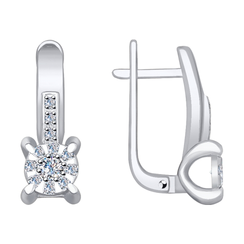 Серьги из белого золота c бриллиантами 1021267 Серьги (Au 585)