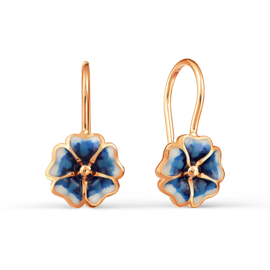 Серьги детские из золота с эмалью Т150027897-01 Серьги (Au 585)