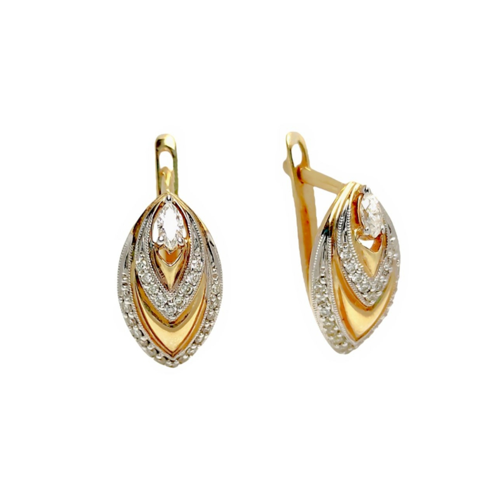 Серьги из желтого золота с бриллиантами 19860*00461008 Серьги (Au 585)