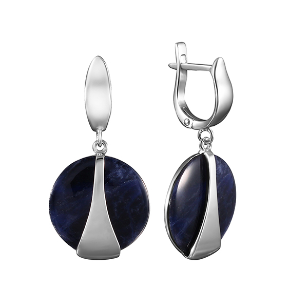 Серьги из серебра с содалитом 1440004002704 Серьги (Ag 925)