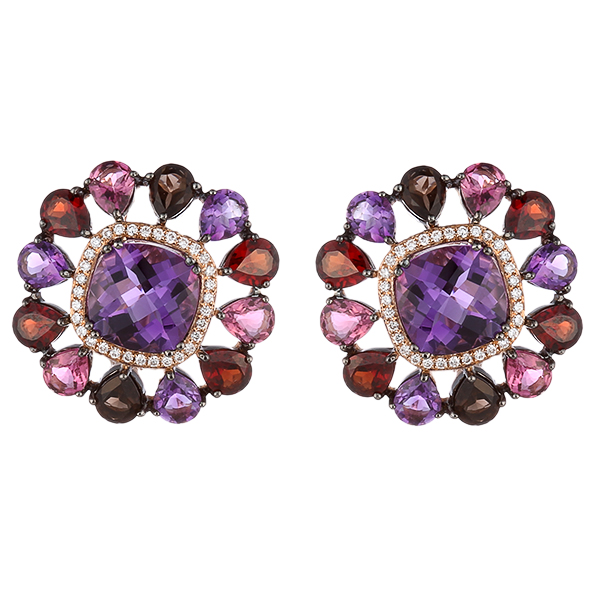 Серьги из золота с миксом камней 44400010189 Серьги (Au 585)
