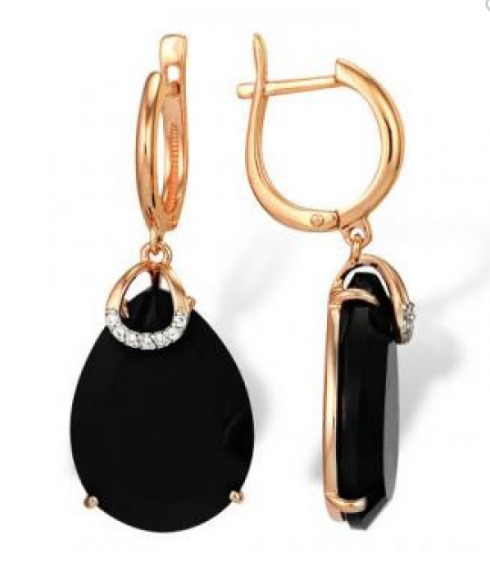 Серьги из золота с ониксом 2180541 Серьги (Au 585)