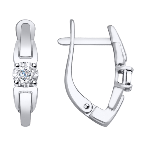 Серьги из белого золота c бриллиантами 1021255 Серьги (Au 585)