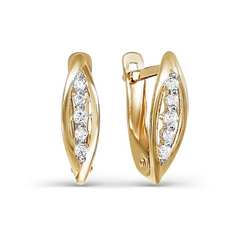 Серьги из золота с фианитами 124843 Серьги (Au 585)