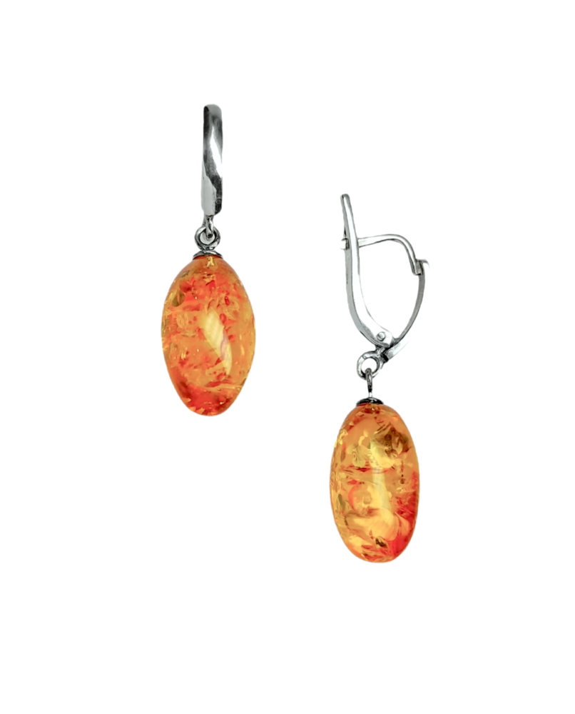 Серьги из серебра с янтарем 0101 Серьги (Ag 925)