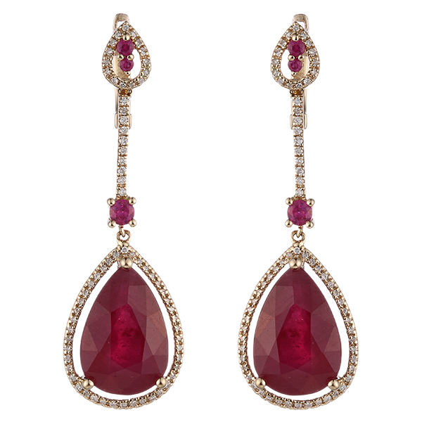 Серьги из золота с рубинами  04200441587 Серьги (Au 585)