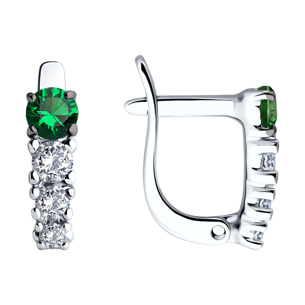 Серьги из серебра с фианитами  94026625 Серьги (Ag 925)