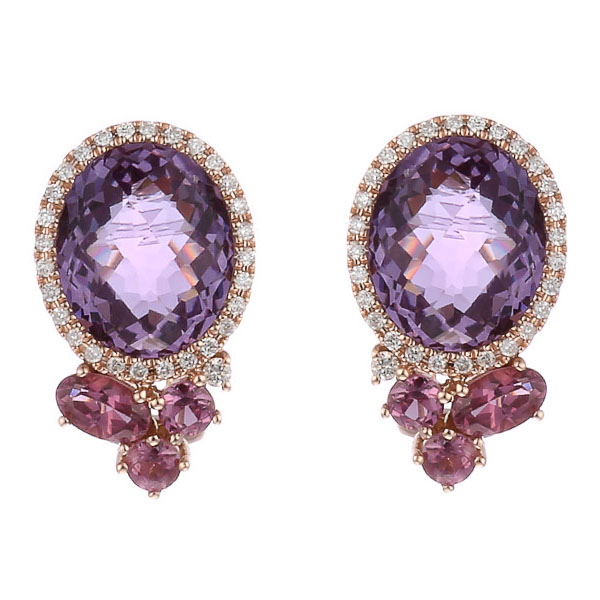 Серьги из золота с аметистами и бриллиантами 23200170837 Серьги (Au 585)