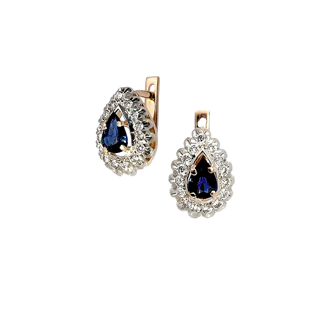 Серьги из золота с сапфирами и бриллиантами 2-00156-043 Серьги (Au 585)