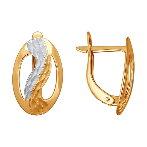 Серьги из золота с алмазной гранью  022845 Серьги (Au 585)