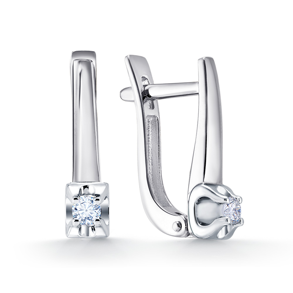Серьги из белого золота с бриллиантами 37-220-100 Серьги (Au 585)