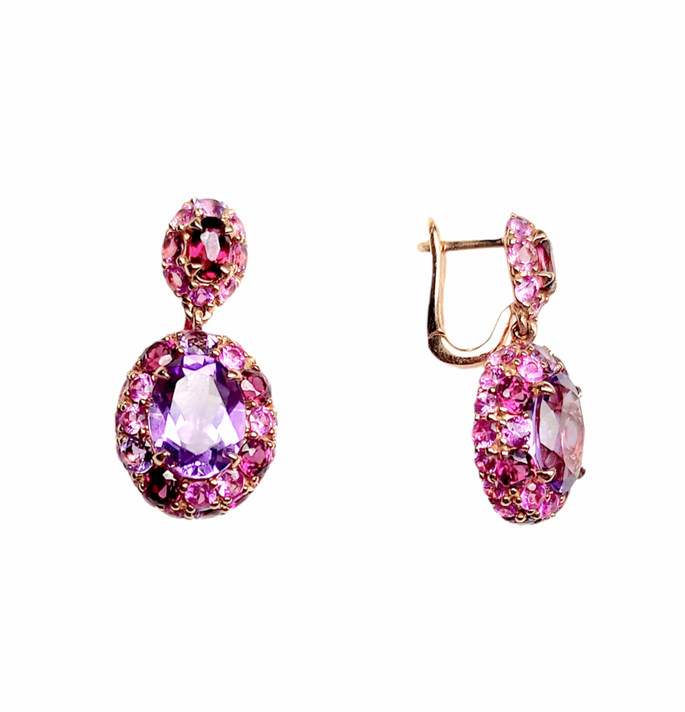 Серьги из золота длинные с миксом камней 23200161979 Серьги (Au 585)