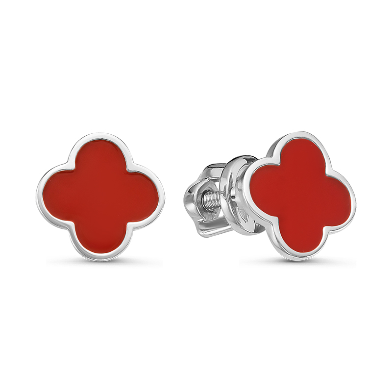 Серьги пусеты из серебра с эмалью с950084 Серьги пусеты (Ag 925)