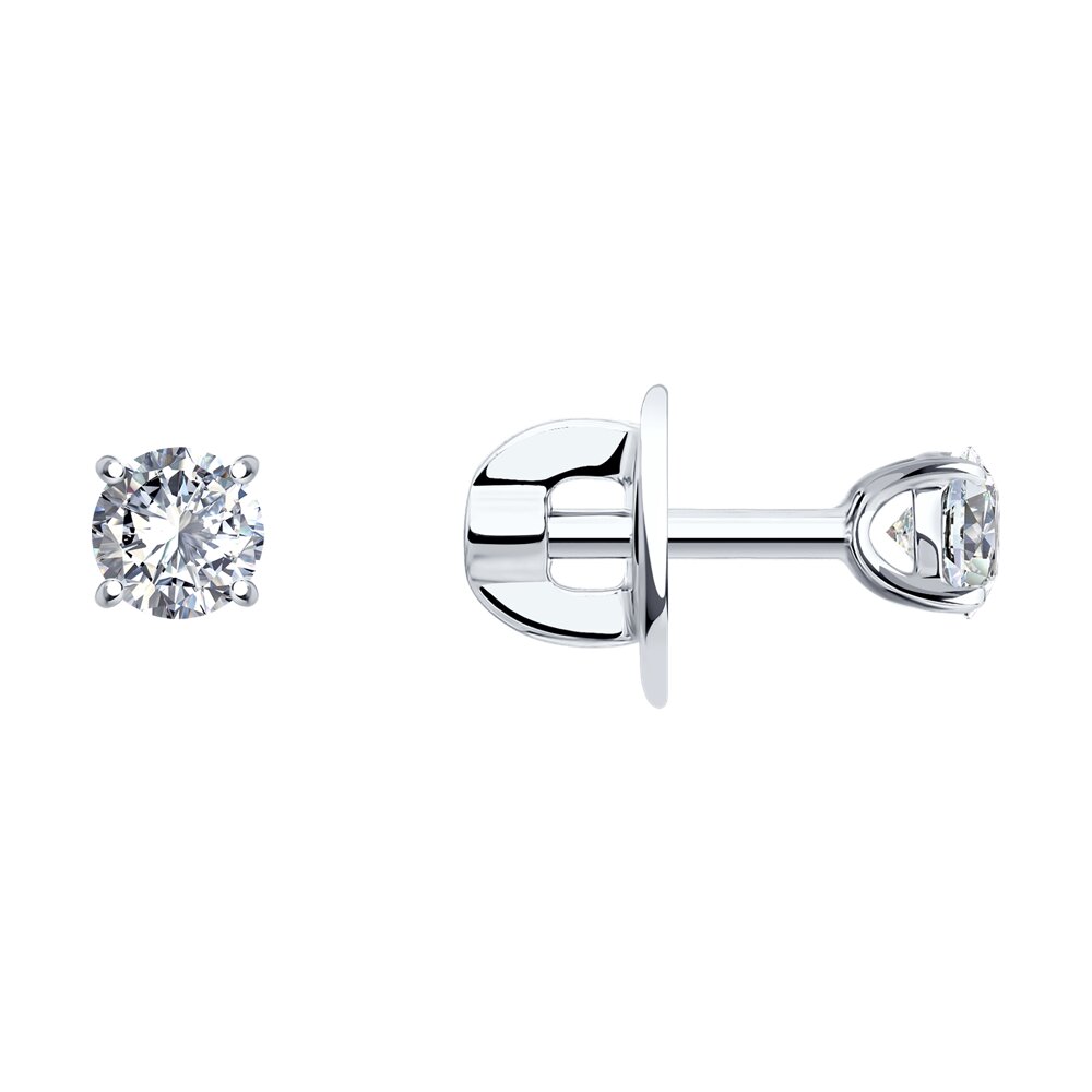 Серьги  пусеты из белого золота с фианитами SWAROVSKI 81020274 Серьги пусета (Au 585)