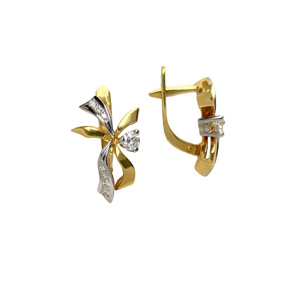 Серьги из желтого золота с бриллиантами C 4437022 Серьги (Au 750)