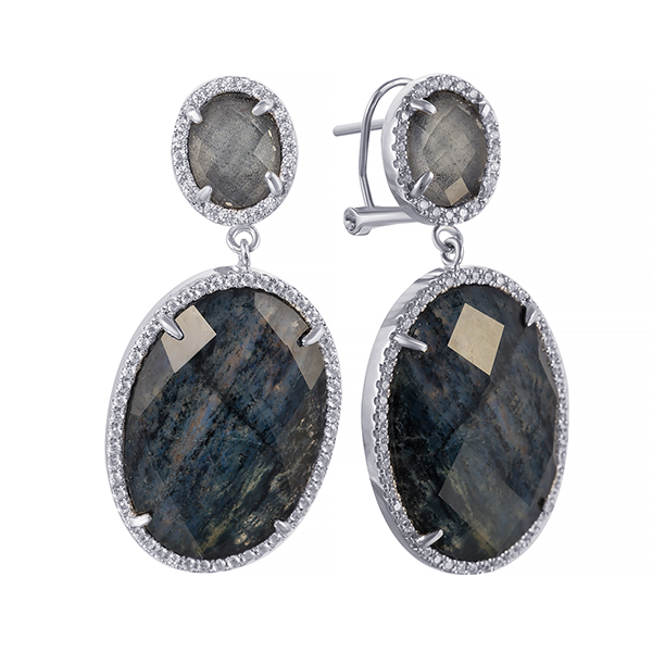 Серьги из серебра с дюмортьеритами 1740007007203 Серьги (Ag 925)