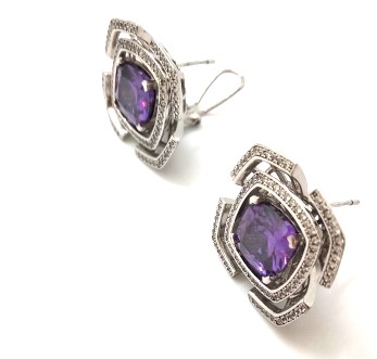 Серьги из серебра с синтетическими вставками SE27725-BW Серьги (Ag 925)